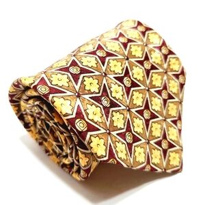 Galli's Necktie Cream Geometric Pattern Silk Neck Tie 57x4" Made in Spain
